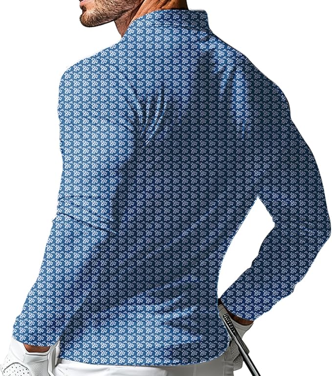 Men's Long Sleeve Golf Shirt Quick Dry 3 Button Work Fishing Outdoor Casual Collar Shirt
