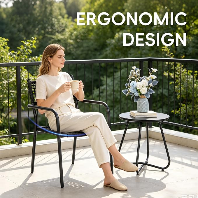 Patio Chairs Set of 6, Stackable Outdoor Dining Chairs - Image 8