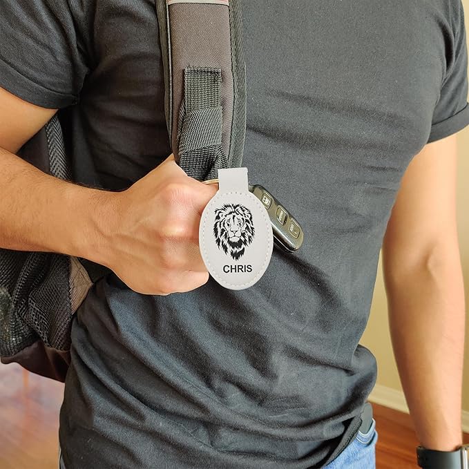 LaserGram Oval Keychain, Off Road Racer, Personalized Engraving Included (White)