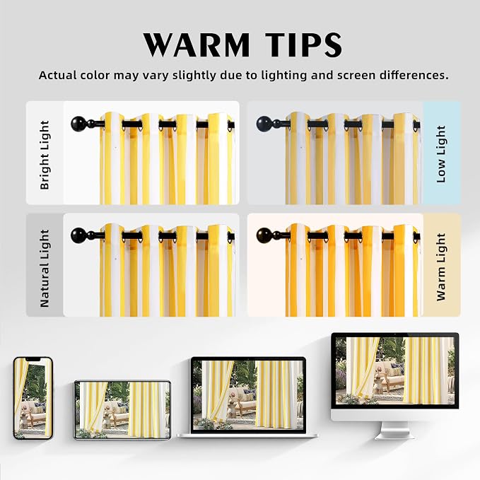 4 Panels Outdoor Stripe Curtains - Image 5
