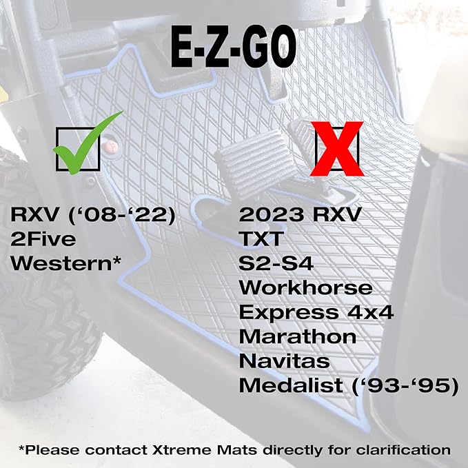 Xtreme Mats EZGO RXV Golf Cart Mat, Full Coverage Golf Cart Floor Liner Mat - Only Fits EZGO RXV (2008-2022) & 2Five (2009+) - Black with Red Trim
