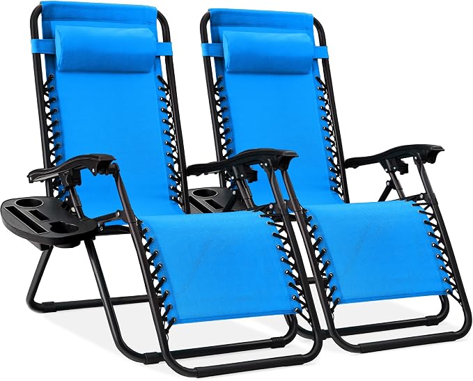 Best Choice Products Set of 2 Adjustable Steel Mesh Zero Gravity Lounge Chair by Unknown