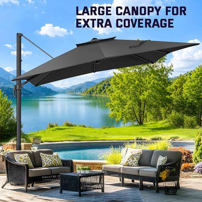 Hoteel Outdoor Patio Umbrella - 10ft Cantilever Umbrella - Image 7