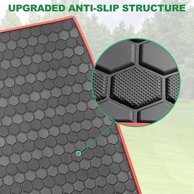 Golf Cart Floor Mat for Yamaha G29 Drive, Upgraded Non-Slip Full Coverage Liner Mats Replacement Thick Rubber, Fits Yamaha Drive (Gen1), G29, YDR, Adventurer (2007-2016)-Red Trim