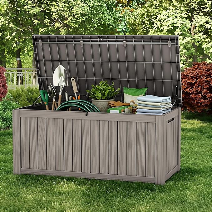 200 Gallon Large Outdoor Storage Box Waterproof, UV Resistant Resin Deck Box - Image 4