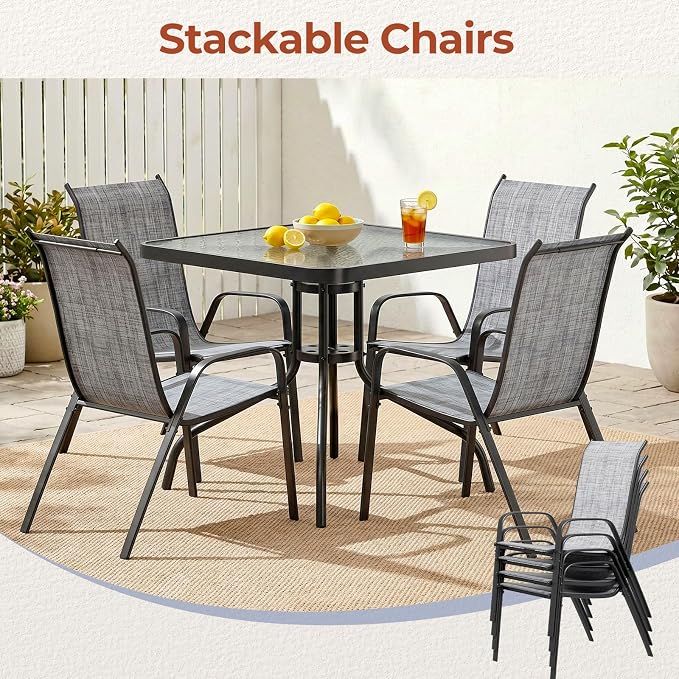 TLSUNNY Patio Chair, Outdoor Stackable Textilene Chairs Set of 4, - Image 8