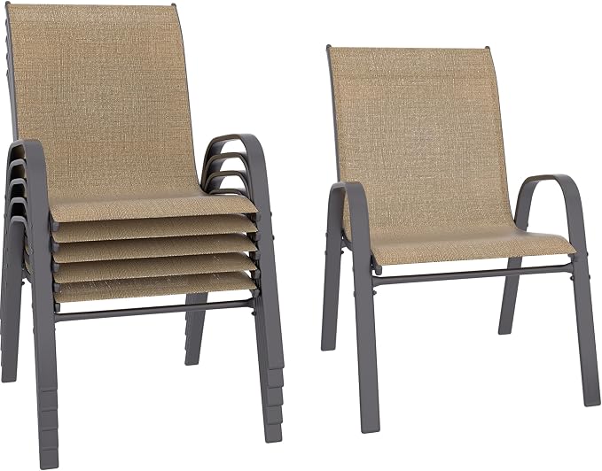Patio Chairs Set of 6, Stackable Outdoor Dining Chairs Set by Betterhood