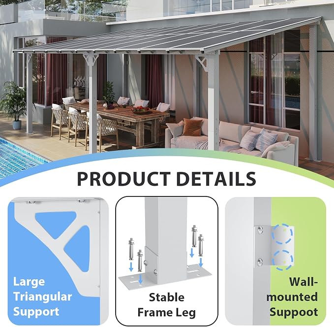 Aoxun 20’x10’ Gazebo with Aluminum Frame & Polycarbonate Panel, Outdoor Patio - Image 2