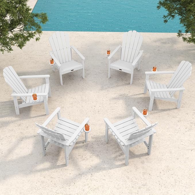 THOEOE Stackable Adirondack Chair Set of 6, Fire Pit Chairs, Space Saving by THOEOE