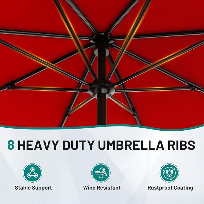 9 FT Patio Umbrella for Outdoor, Outdoor Table Umbrella - Image 3