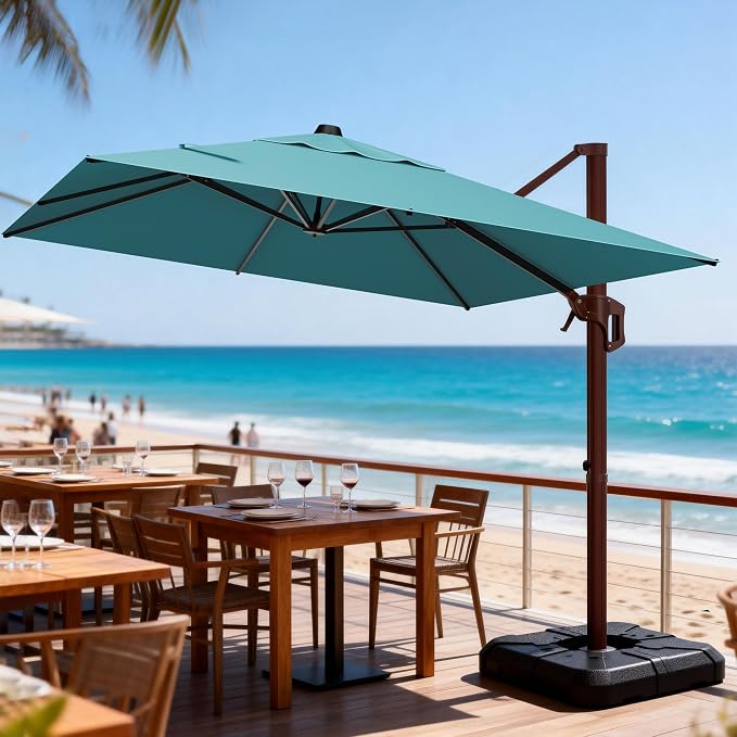 9' X 12' Cantilever Patio Umbrella Rectangle Outdoor Umbrella, 6-Level Tilt & by ORYNTREX