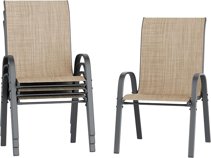 Amopatio Patio Chairs Set of 4, Outdoor Stackable Dining Chairs by Amopatio