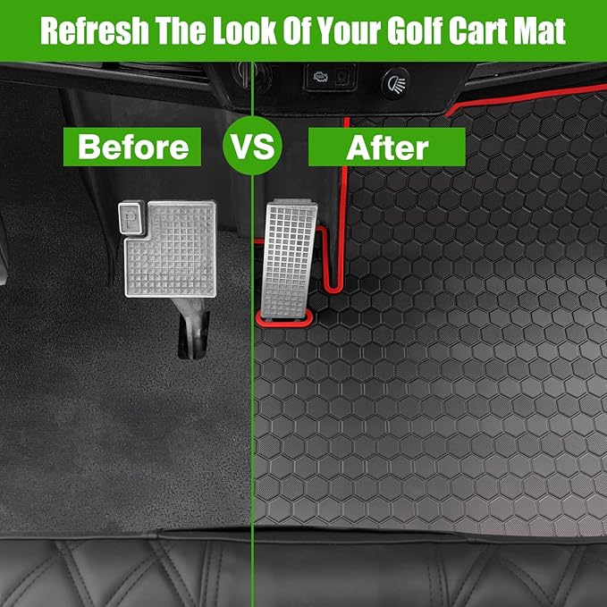 Golf Cart Floor Mat for Yamaha G29 Drive, Upgraded Non-Slip Full Coverage Liner Mats Replacement Thick Rubber, Hexagonal Pattern