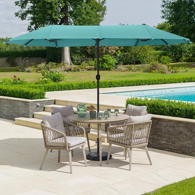 13 ft Large Double-Sided Patio Umbrella, Outdoor Umbrella, Turquoise | HERA'S - Image 7