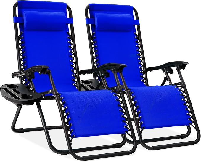 Best Choice Products Set of 2 Adjustable Steel Mesh Zero Gravity Lounge Chair by Unknown