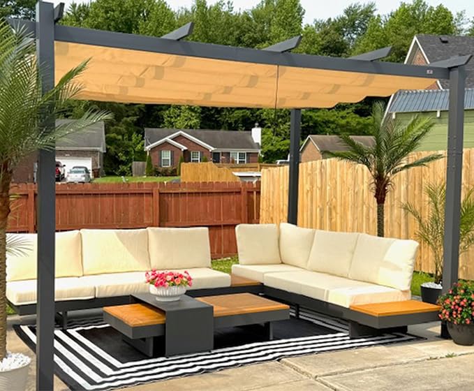PURPLE LEAF Retractable Pergola 10' x 13' w/Double Canopy by Unknown