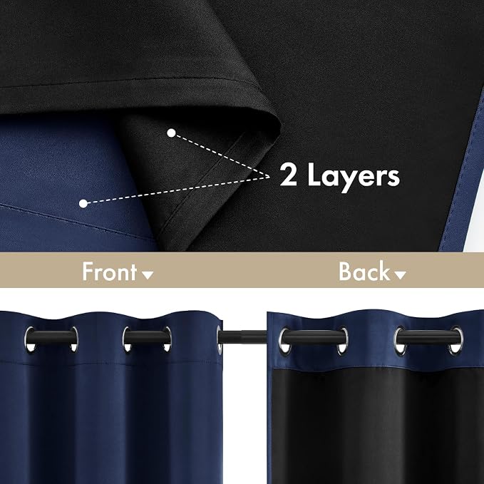 MIULEE Navy Blue 100% Blackout Curtains - Image 3