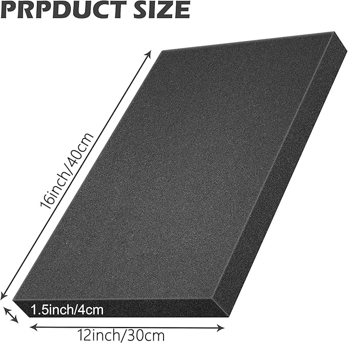 4 Pcs Polyurethane Foam Sheet- 16 x 12 x 1.5 Inch Cuttable Foam Inserts for Cases- Packing Foam Pads for Toolbox Camera Storage and Crafts