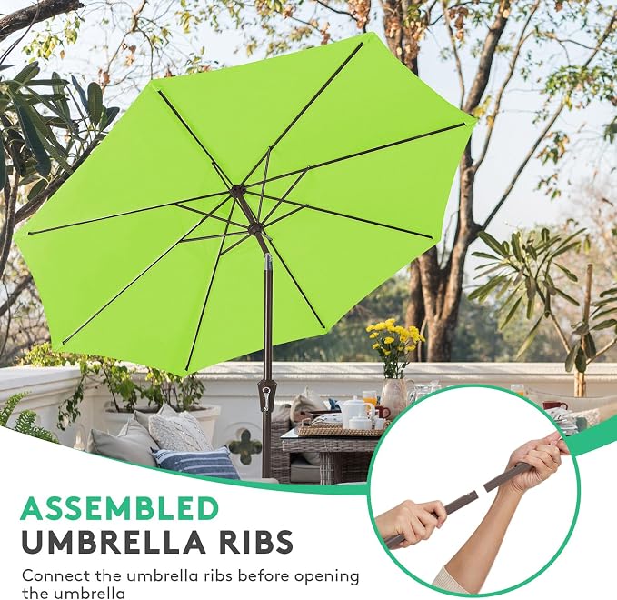 JEAREY 10 ft Outdoor Patio Umbrella w/Tilt and Crank, Apple Green | 8 Sturdy - Image 4