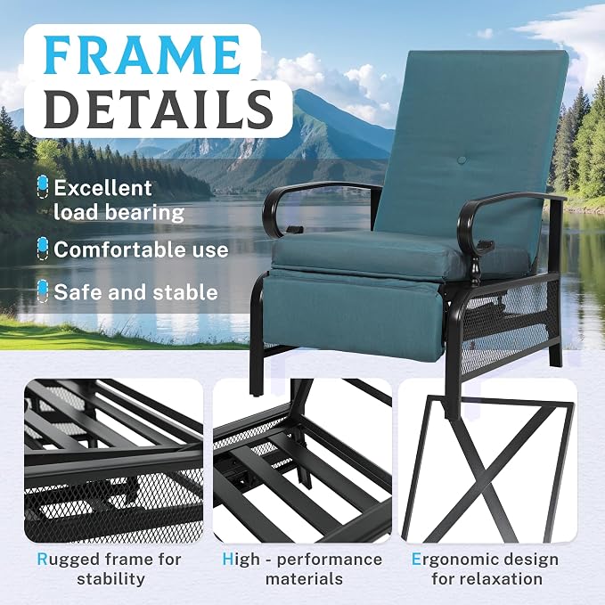 Incbruce Outdoor Lounge Chair Set of 2 Patio Furniture Adjustable Recliner - Image 4