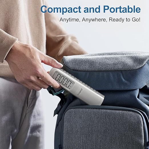 Battery-Free Digital Luggage Scale, 110lbs/50kg Portable Handheld Hanging Scale for Luggages, Suitcases, Backpacks & Bags, Easy Weighing for Travel, No Need Batteries (Champagne)