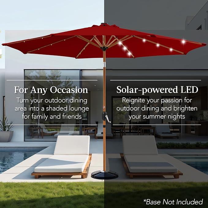 Best Choice Products 10ft Solar Market Patio Umbrella w/Woodgrain Pattern Pole - Image 4