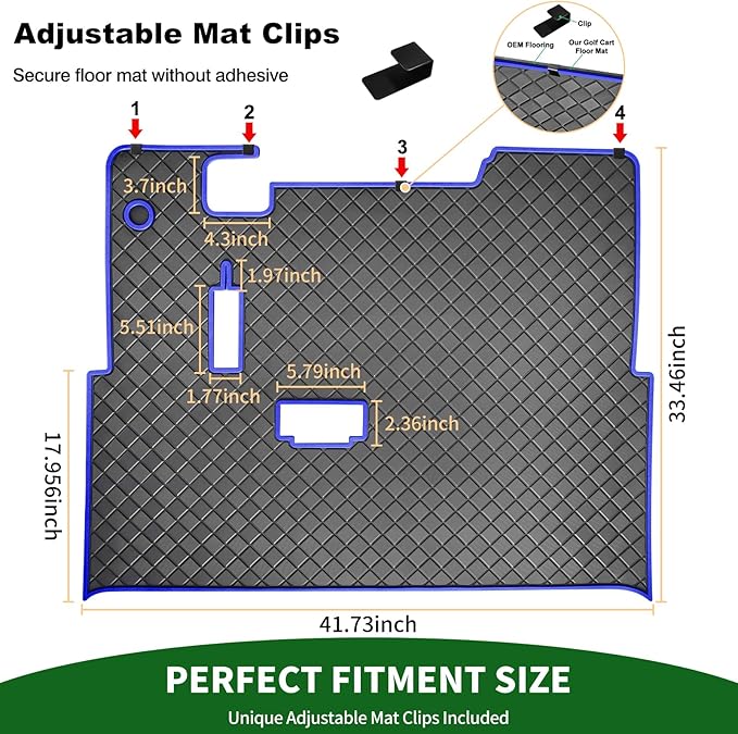 Golf Cart Floor Liner Mat 8mm Thick Rubber Full Coverage Fit for EZGO TXT (1994-2025), Express S4 (2012-2020), Cushman Workhorse, EX1 (2020), Valor, Navitas, Some Star Carts Mats Replacement