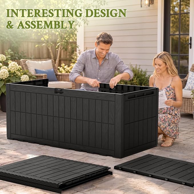Flamaker 180 Gallon Large Outdoor Storage Box Waterproof, XL Resin Deck Box | - Image 7