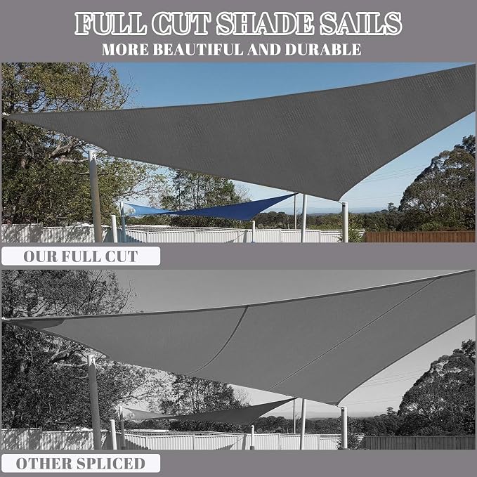 Cool Area Sun Shade Sail for Patio Backyard, Rectangle 12x16ft, Dark Grey | 95% - Image 5