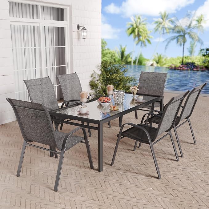 Patio Chairs Set of 6, Stackable Outdoor Dining Chairs Set - Image 5