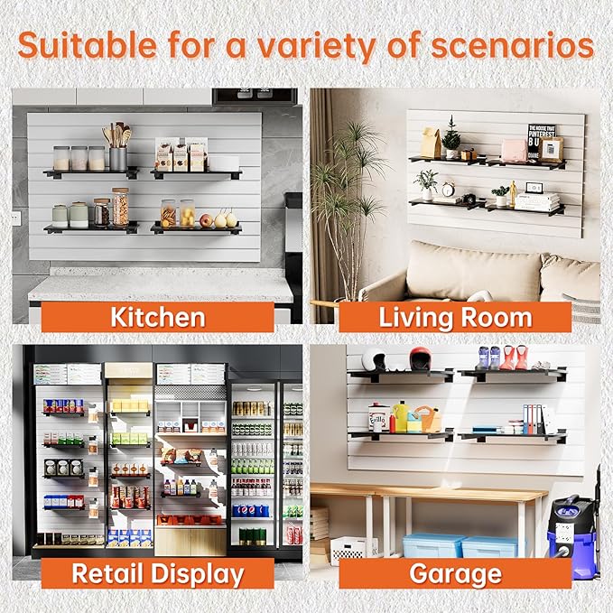 Wood Slatwall Shelves, Slat Wall Shelf Slatwall Acccessory for Garage, Home Improvement, Retail Display (6, 16''x8'')