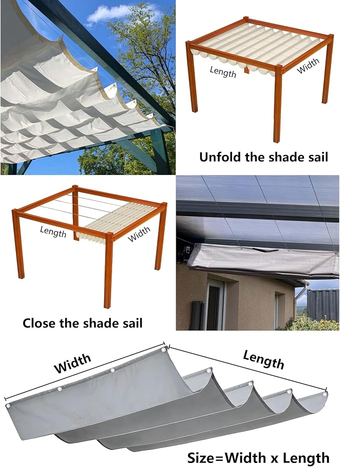 Retractable Wave Sun Shade Sail Waterproof 10' x 11' Sun Shade - Image 5