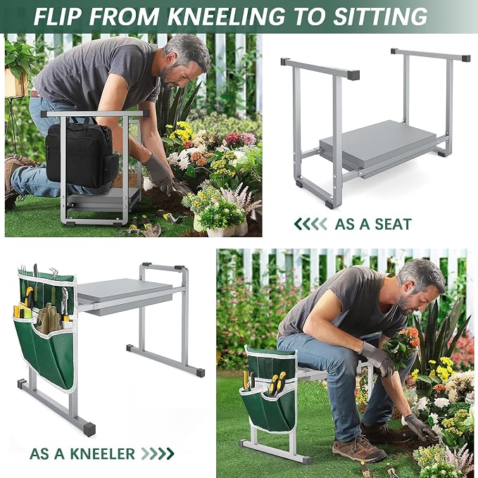 Garden Kneeler and Seat, 10.2" Stable and Save Anti-Tipping - Image 3