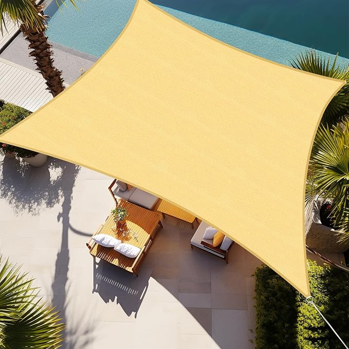Shade&Beyond Rectangle Sun Shade Sail 16'X20' Permeable Canopy Sand by ShadeBeyond