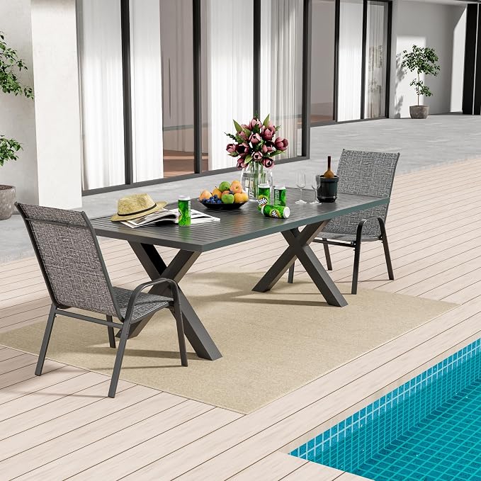 Patio Chairs Set of 2, Outdoor Stackable Dining Chairs - Image 2