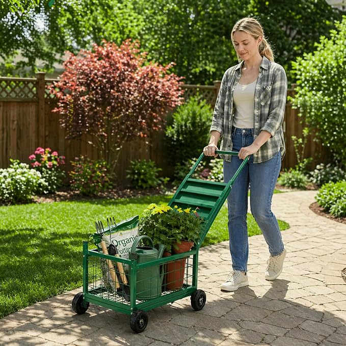 Garden Seat with Wheels, Rolling Garden Stool Heavy Duty Gardening Cart with - Image 8