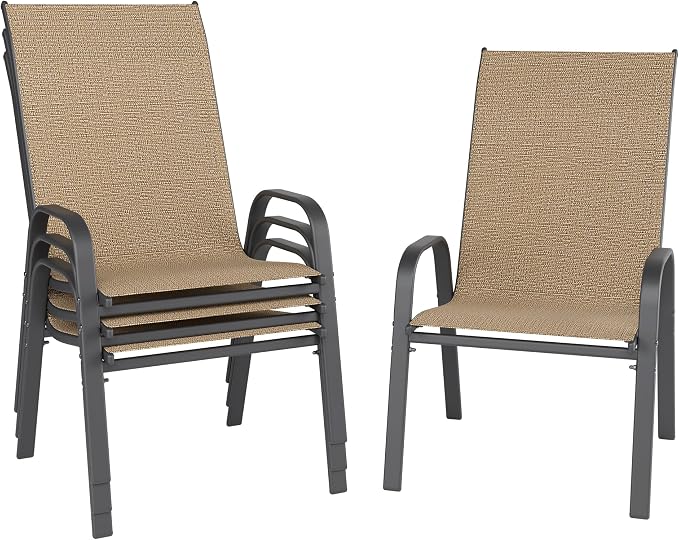 Patio Chairs Set of 4, Outdoor Dining Chairs Stackable by furniture
