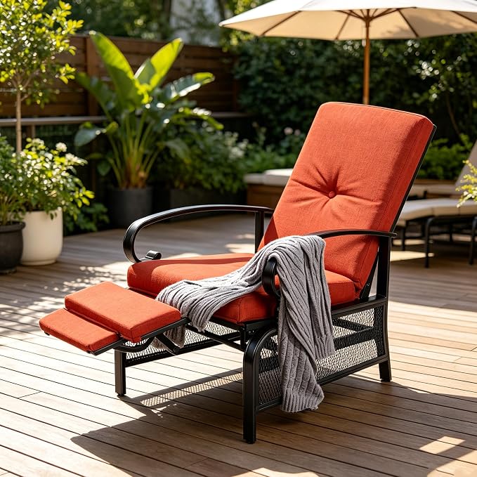 SUNCROWN Outdoor Recliner Chair Patio Adjustable Relaxing Chairs Outdoor Metal - Image 5