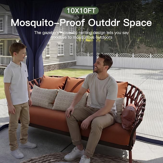 Aoxun 10x10FT Metal Frame Outdoor Gazebo - Image 2