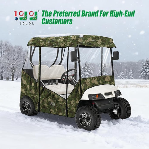 10L0L Universal Golf Cart Enclosure Compatible with EZGO and Club Car Models, 2-Passenger Golf Cart Waterproof 420D Material Windproof Transparent on 2 Sides