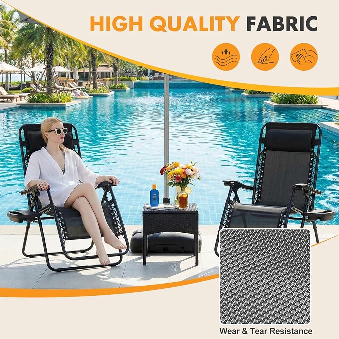 NEWBULIG Zero Gravity Chairs Set of 2, Lounge Chair Folding Portable Adjustable - Image 5