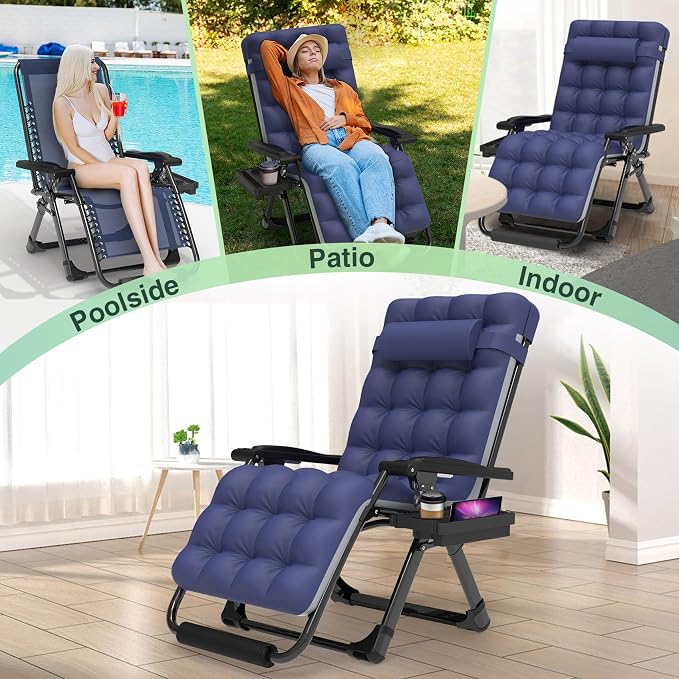Suteck Oversized Zero Gravity Chair, Upgraded Lock and Footrest, Reclining - Image 9