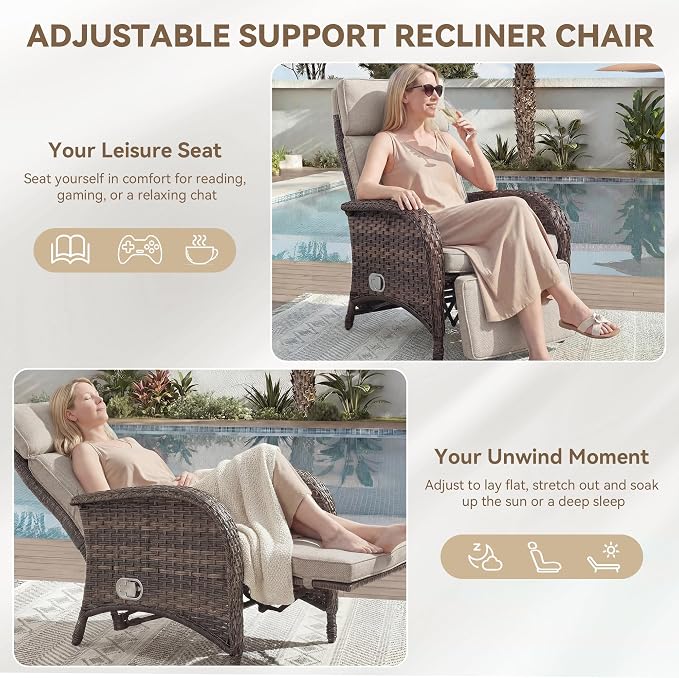 Zero Gravity Wicker Patio Recliner Chair - Image 3