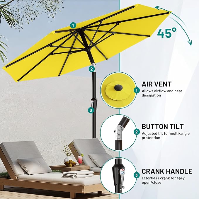 9 FT Patio Umbrella for Outdoor, Outdoor Table Umbrella - Image 5
