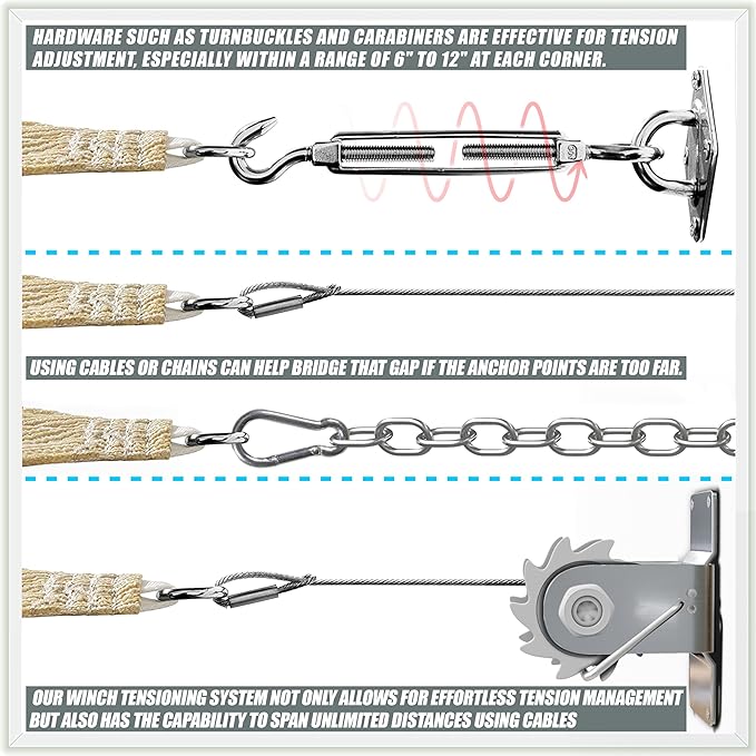 Amgo Custom Size 9' x 16' x 18.4' Black Right Triangle Sun Shade Sail UPF50+ - Image 7