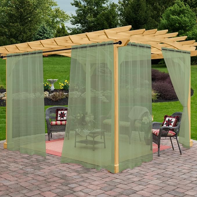 Outdoor Sheer Curtains for Patio Waterproof, 2 Panels Rod Pocket Indoor/Outdoor by Awnmeow