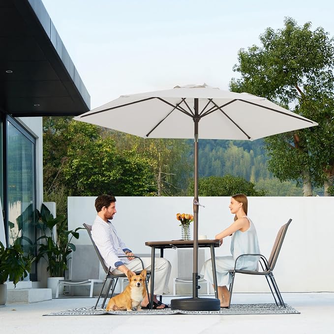 JEAREY 7.5 ft Outdoor Patio Umbrella, Table Umbrella, Cream White | 6 Sturdy - Image 7