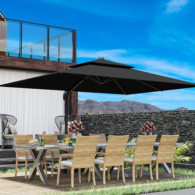 10x13FT Black Cantilever Outdoor Patio Umbrella - Image 3