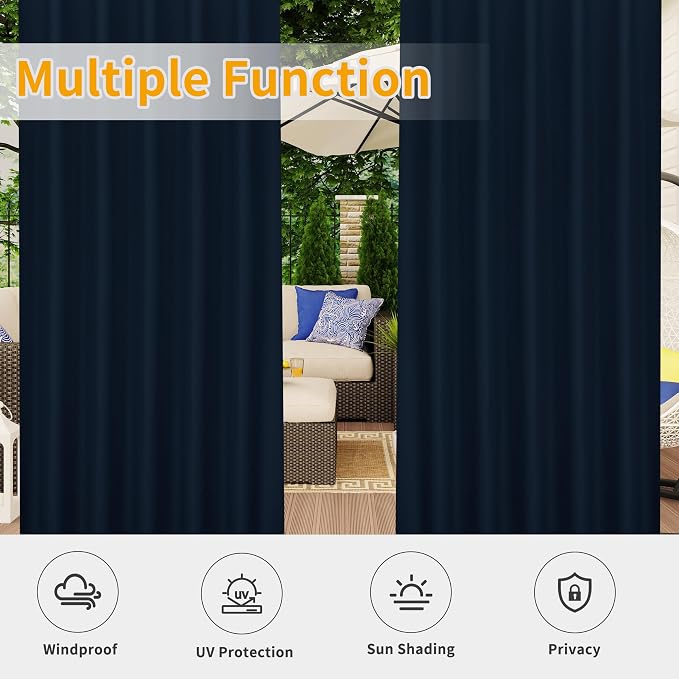 Easy-Going Outdoor Patio Curtains 2 Panels, 54x96 inch, Porch and Pergola - Image 5