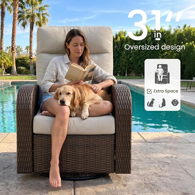 Oversized Wicker Outdoor Swivel Glider Recliner - Image 6